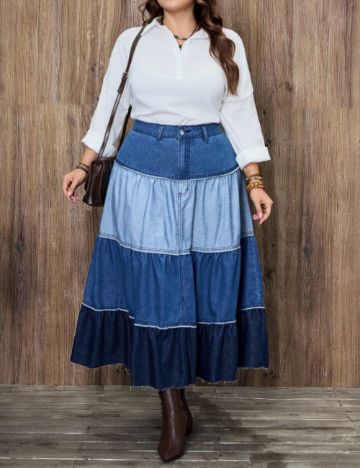 Fustă maxi Shein Curve+, albastru