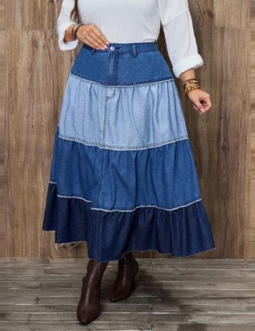 Fustă maxi Shein Curve+, albastru