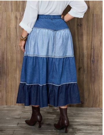 Fustă maxi Shein Curve+, albastru