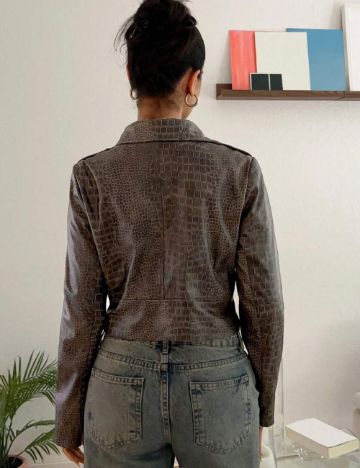 Jachetă imitație de piele Shein, maro