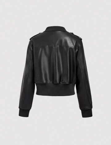 Jachetă imitație de piele Shein, negru