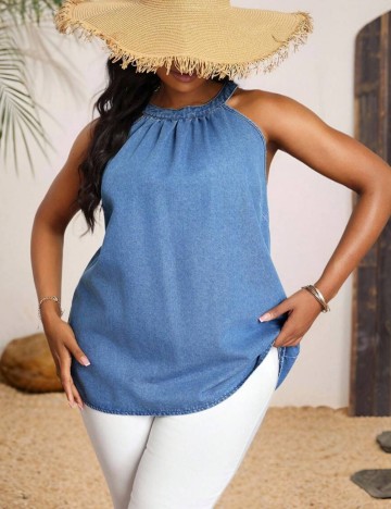 Top Shein Curve+, albastru