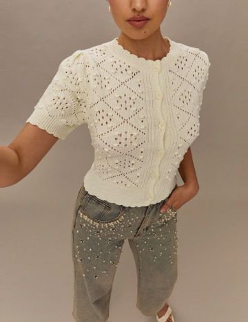 Bluză cu nasturi Shein, crem