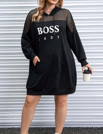 Rochie tip hanorac Shein Curve+, negru