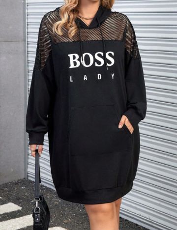 Rochie tip hanorac Shein Curve+, negru