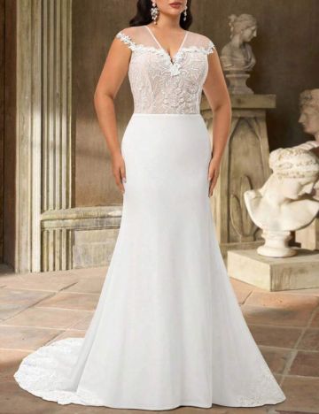 Rochie de ocazie și bridal Shein Curve+, alb
