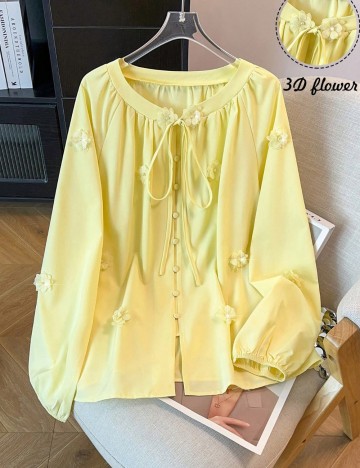 Cămașă Shein Curve+, galben