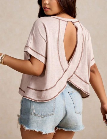 Tricou Shein Curve+, bej