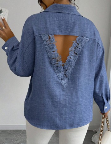 Cămașă Shein Curve+, albastru