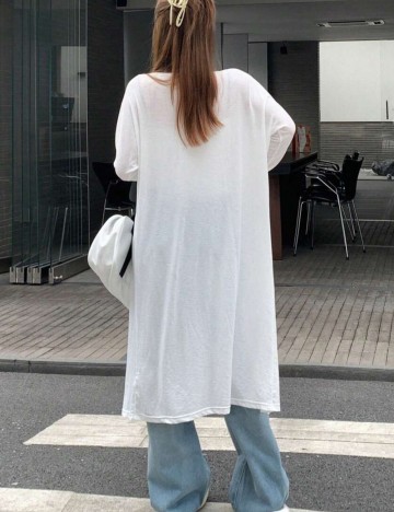 Cardigan lung Shein, alb