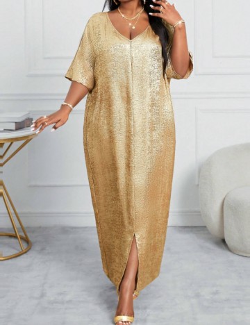 Rochie maxi Shein Curve+, auriu