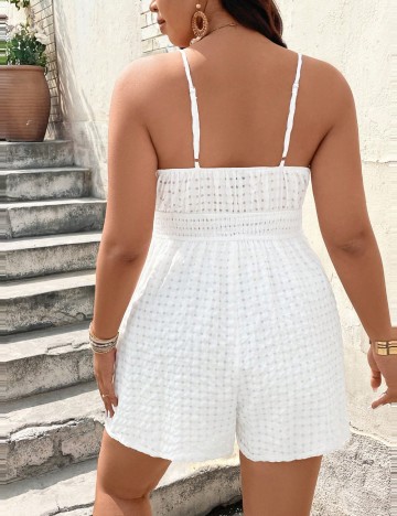 Salopetă scurtă Shein Curve+, alb