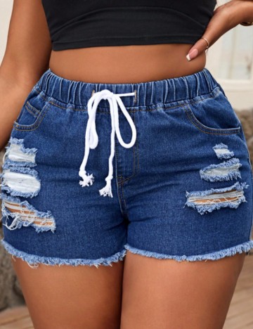 Pantaloni scurți de blugi Shein Curve+, albastru