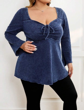 Bluză Shein Curve+, albastru