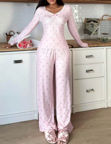 Compleu pijamale Shein, roz