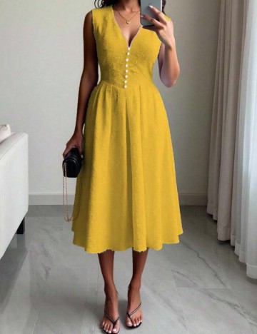 Rochie midi Shein, galben mustar