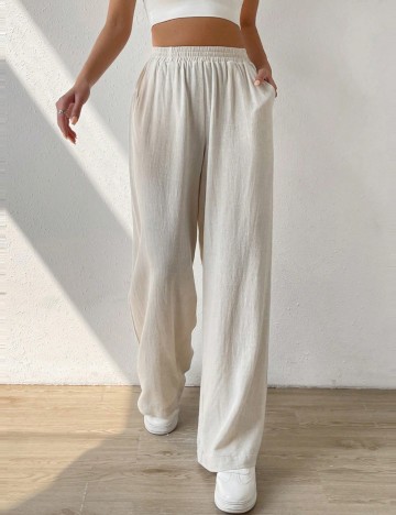 Pantaloni Shein Curve+, crem