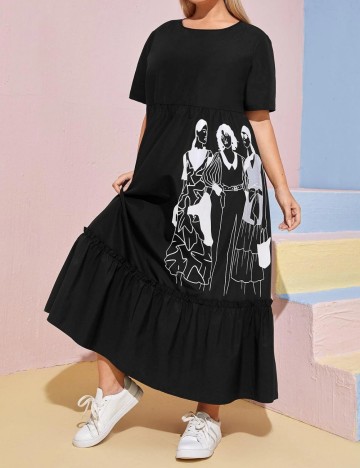 Rochie midi Shein Curve+, negru