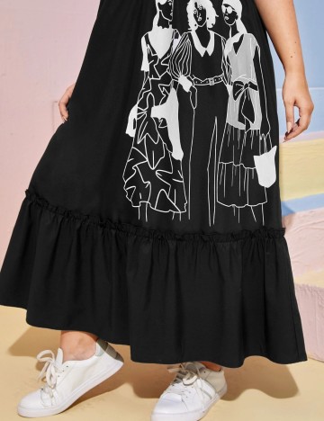 Rochie midi Shein Curve+, negru