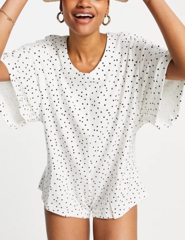 Salopetă scurtă ASOS, alb