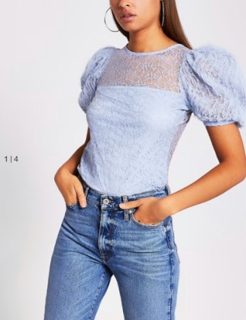 Cămașă cu mânecă scurtă River Island, albastru