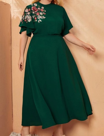 Rochie midi Shein Curve+, verde