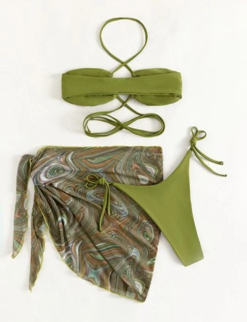 Set costum de baie Shein, verde