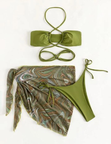 Set costum de baie Shein, verde