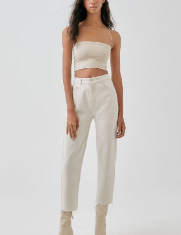 Top cu bretele subțiri Pull&Bear, bej