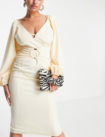 Rochie midi ASOS, crem