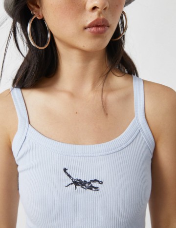 Top cu bretele subțiri Pull&Bear, bleu