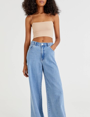 Top cu bretele subțiri Pull&Bear, bej