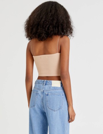 Top cu bretele subțiri Pull&Bear, bej