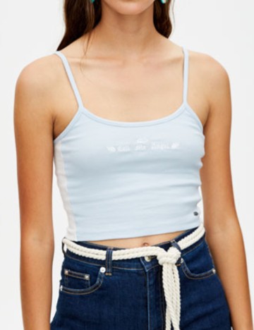 Top cu bretele subțiri Pull&Bear, albastru