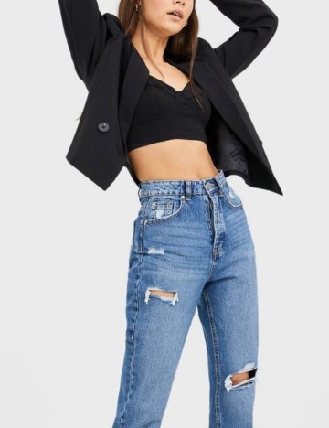 Top cu bretele subțiri Stradivarius, negru